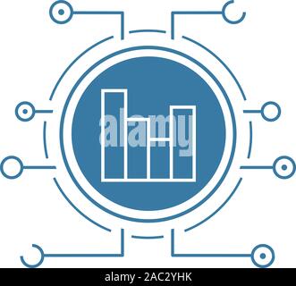 Digital charts flat linear long shadow icon. Analysis. Statistics. Vector line symbol Stock Vector