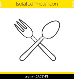Spoon and Fork linear icon, Crossed symbol, restaurant Flat Vector ...