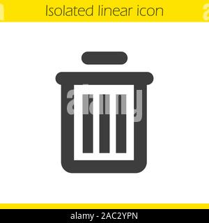 Trash can linear icon. Dustbin thick line illustration. Wastebasket contour symbol. Vector isolated outline drawing Stock Vector