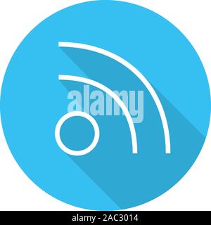 Rss feed sign. Flat linear long shadow icon. Vector line symbol Stock Vector