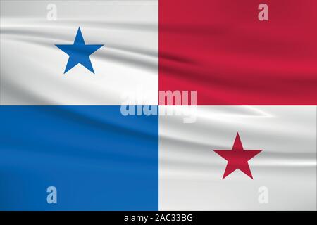 Waving Panama flag, official colors and ratio correct. Panama national flag. Vector illustration. Stock Vector