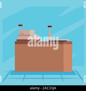 Shopping cash register and scale vector design Stock Vector