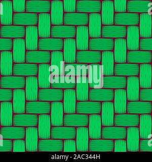 Woven bamboo pattern seamless texture. Wicker basket background. Concept of Reduce global warming. vector illustration flat design. Stock Vector