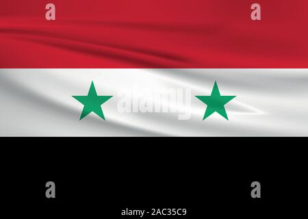 Waving Syria flag, official colors and ratio correct. Syria national flag. Vector illustration. Stock Vector