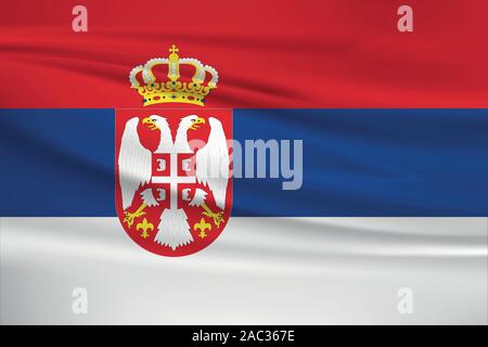 Waving Serbia flag, official colors and ratio correct. Serbia national flag. Vector illustration. Stock Vector