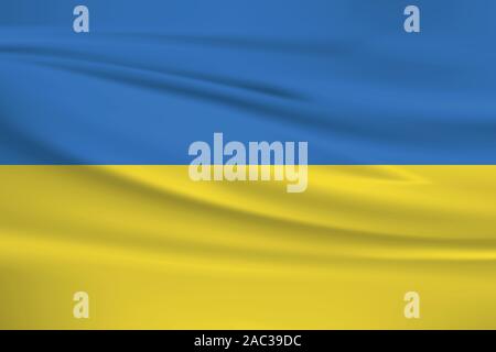 Waving Ukraine flag, official colors and ratio correct. Ukraine national flag. Vector illustration. Stock Vector