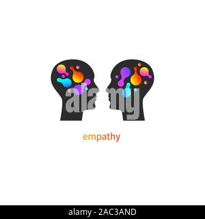 Psychology icon, psychotherapy logo, vector profiles of two men Stock Vector