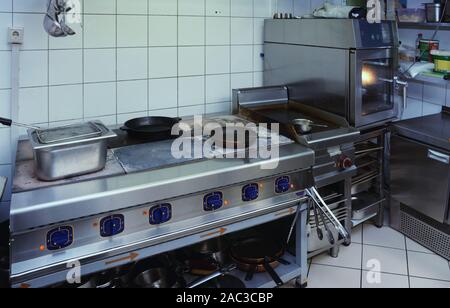 Typical professional kitchen interior, toned image Stock Photo