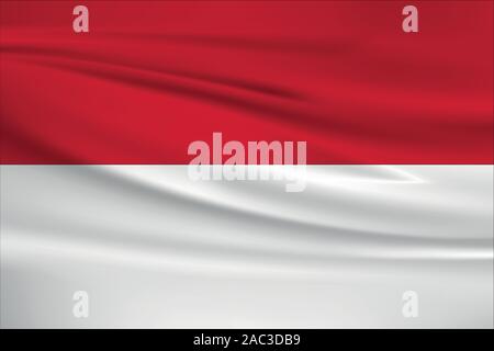 Waving Indonesia flag, official colors and ratio correct. Indonesia national flag. Vector illustration. Stock Vector