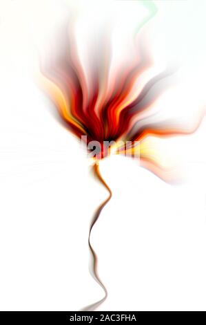 abstract futurist electric  red & yellow flower on white background. , Stock Photo