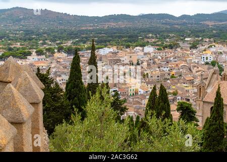 Cityscape views of medieval historic village Arta, Mallorca, Balearic Islands, Spain Stock Photo