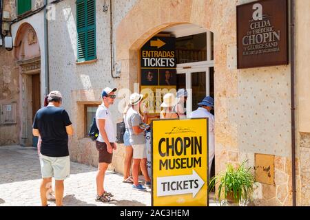 MALLORCA, SPAIN - July 19 2019: Official store of Fryderyk Chopin. Chopin and George Sand lived in Valldemossa during the winter of 1838-1839 Stock Photo