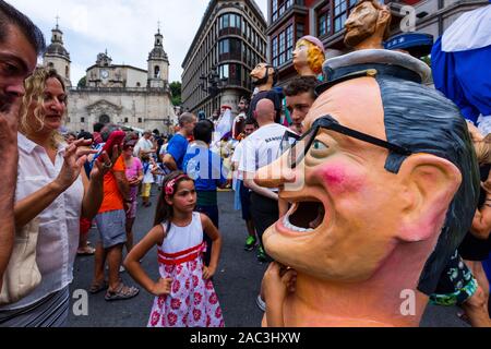 “Giants and Big-Heads”, Aste Nagusia (English: Great Week) the main festival of Bilbao, Bizkaia, Basque Country, Spain, Europe Stock Photo