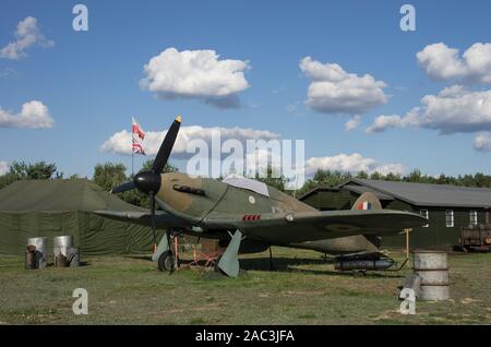 Hawker Hurricane fighter aircraft in 303 Squadron Museum, Napoleon, Poland Stock Photo