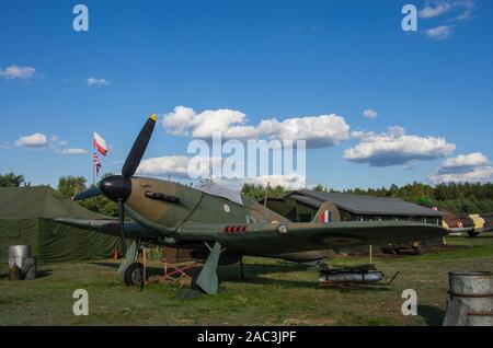 Hawker Hurricane fighter aircraft in 303 Squadron Museum, Napoleon, Poland Stock Photo