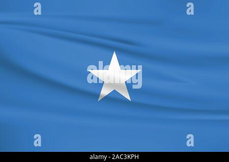 Waving Somalia flag, official colors and ratio correct. Somalia national flag. Vector illustration. Stock Vector