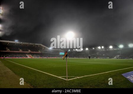 Nottingham, UK. 30th Nov, 2019.  Mist returns to the City Ground during the Sky Bet Championship match between Nottingham Forest and Cardiff City at the City Ground, Nottingham on Saturday 30th November 2019. (Credit: Jon Hobley | MI News) Photograph may only be used for newspaper and/or magazine editorial purposes, license required for commercial use Credit: MI News & Sport /Alamy Live News Stock Photo