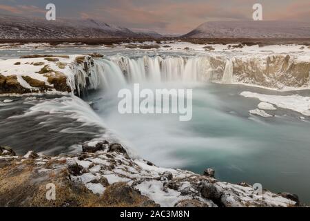 Godafoss, god's waterfall in Iceland at winter Stock Photo
