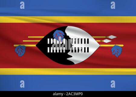 Waving Swaziland flag, official colors and ratio correct. Swaziland national flag. Vector illustration. Stock Vector