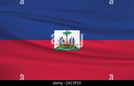 Waving Haiti flag, official colors and ratio correct. Haiti national flag. Vector illustration. Stock Vector