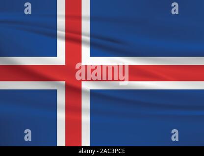 Waving Iceland flag, official colors and ratio correct. Iceland national flag. Vector illustration. Stock Vector