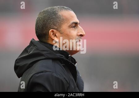 Nottingham, UK. 30th Nov, 2019.  Nottingham Forest Manager, Sabri Lamouchi during the Sky Bet Championship match between Nottingham Forest and Cardiff City at the City Ground, Nottingham on Saturday 30th November 2019. (Credit: Jon Hobley | MI News) Photograph may only be used for newspaper and/or magazine editorial purposes, license required for commercial use Credit: MI News & Sport /Alamy Live News Stock Photo