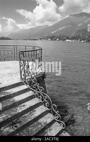 BELAGGIO, ITALY - MAY 10, 2015: The stairs of Villa Melzi on the waterfront of Como lake. Stock Photo