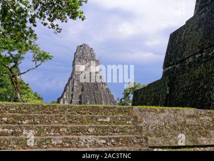 Temple I or Temple of the Grand Jaguar, Mayan ruins of Tikal, El Peten, Guatemala. Stock Photo