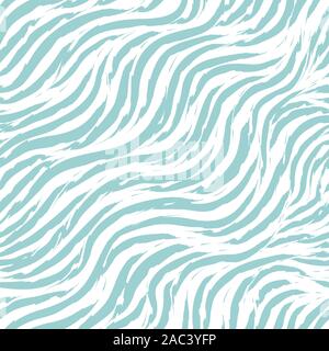 Seamless vector pattern of curving stripes with torn edges. blue strokes of paint on a white background. Print for clothes or wrapping paper Stock Vector
