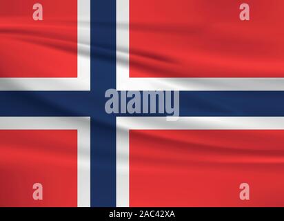 Waving Norway flag, official colors and ratio correct. Norway national flag. Vector illustration. Stock Vector