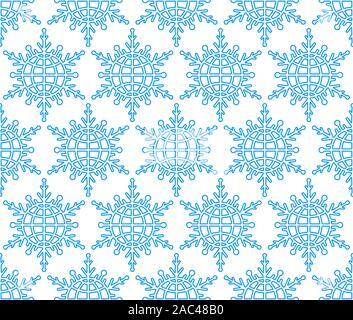 Seamless pattern of the abstract globe snowflakes Stock Vector