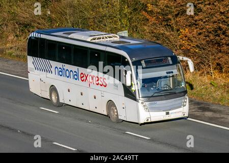 National Express Levante Caetano  coach travel; National Express is a intercity and Inter-regional coach operator driving on the M6 Motorway, UK Stock Photo