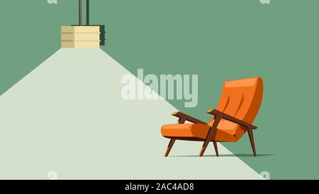 old modern armchair with lamp Stock Vector