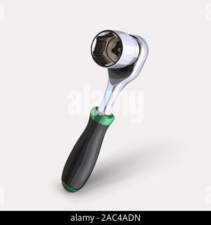 realistic socket wrench on white Stock Vector