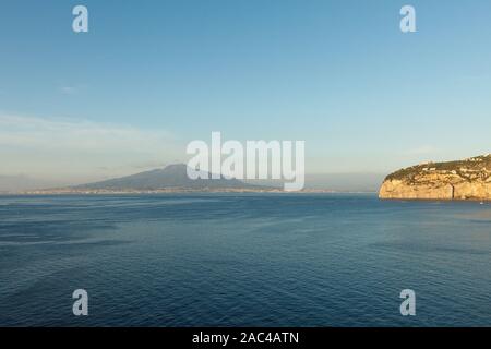 View of Golf of Naploes (Golfo di Napoli) with Vesuvius mounting. Sorrento, Italy Stock Photo