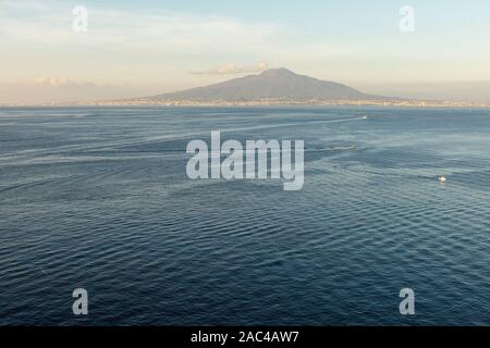 View of Golf of Naploes (Golfo di Napoli) with Vesuvius mounting. Sorrento, Italy Stock Photo