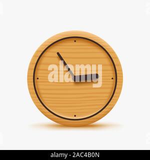 wooden clock with black elements on white Stock Vector