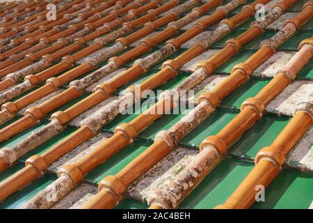 Old roof tiles from Sicily. Side view Stock Photo