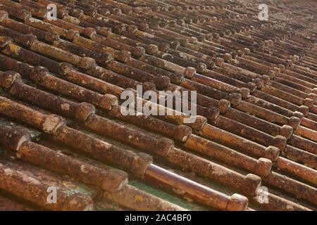 Old roof tiles from Sicily. Side view Stock Photo