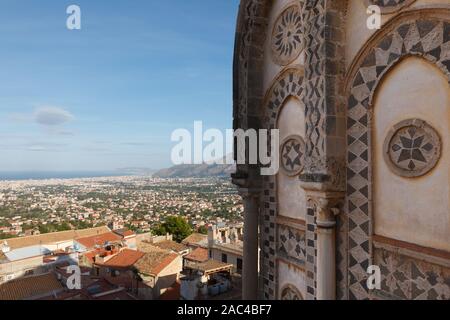 View of Plaermo city from Monreale cathedral with apse Stock Photo