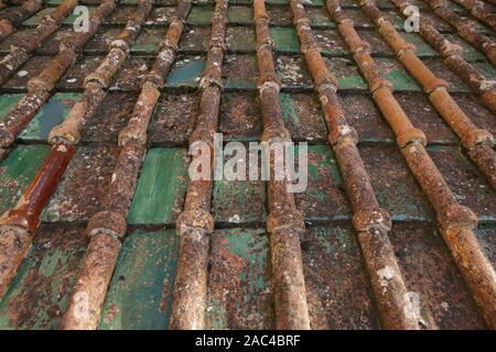 Old roof tiles from Sicily. Front view Stock Photo