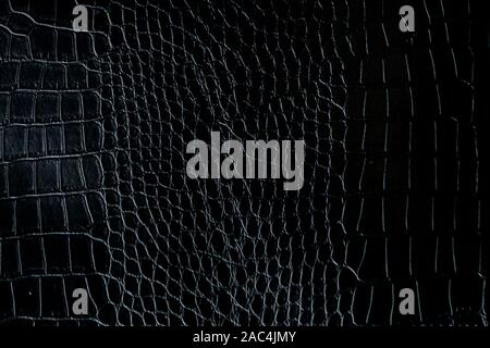 Black crocodile leather texture with for background. Stock Photo