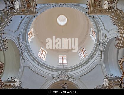 CATANIA, ITALY - APRIL 6, 2018: The baroque cupola of church Church of the Abbey of Saint Agatha (Chiesa della Badia di Sant'Agata). Stock Photo