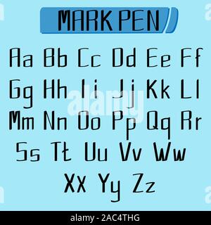Font type graphics design Illustration Stylish Mark pen vector Composite font design Set of letters English alphabet Slim and Curve Stock Vector