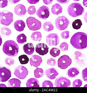 Hand Drawn Pink Watercolor Circles Seamless Pattern. good for textiles, wrapping paper, wallpaper, stationary. Stock Photo