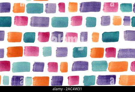 Hand Drawn Abstract Watercolor Seamless Pattern With Visible Brushstrokes. Stock Photo