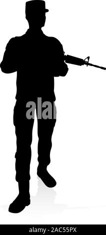 Soldier Detailed High Quality Silhouette Stock Vector