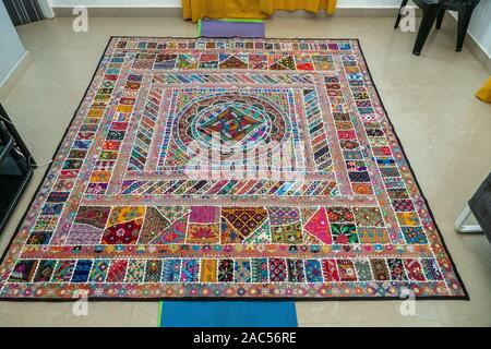 Indian Pathwork Wall Hanging Tapestry from India Stock Photo
