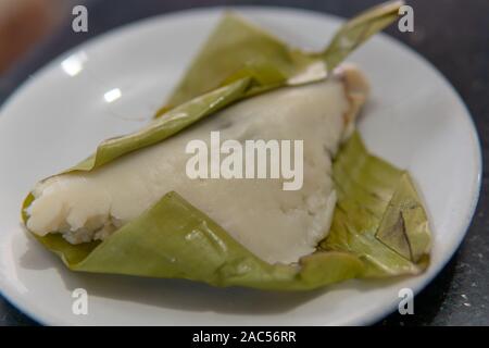 Ada Jaggery with Coconut in Banana Leaf in Kerala, India Stock Photo