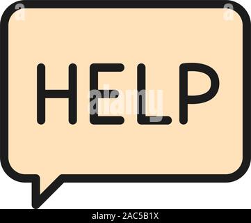 Message asking for help, faq flat color icon. Stock Vector